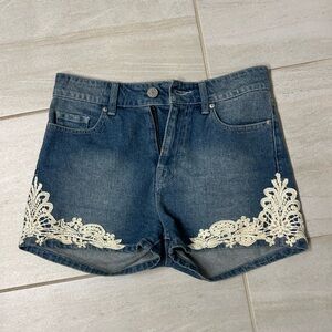 Denim Shorts Lace Detail